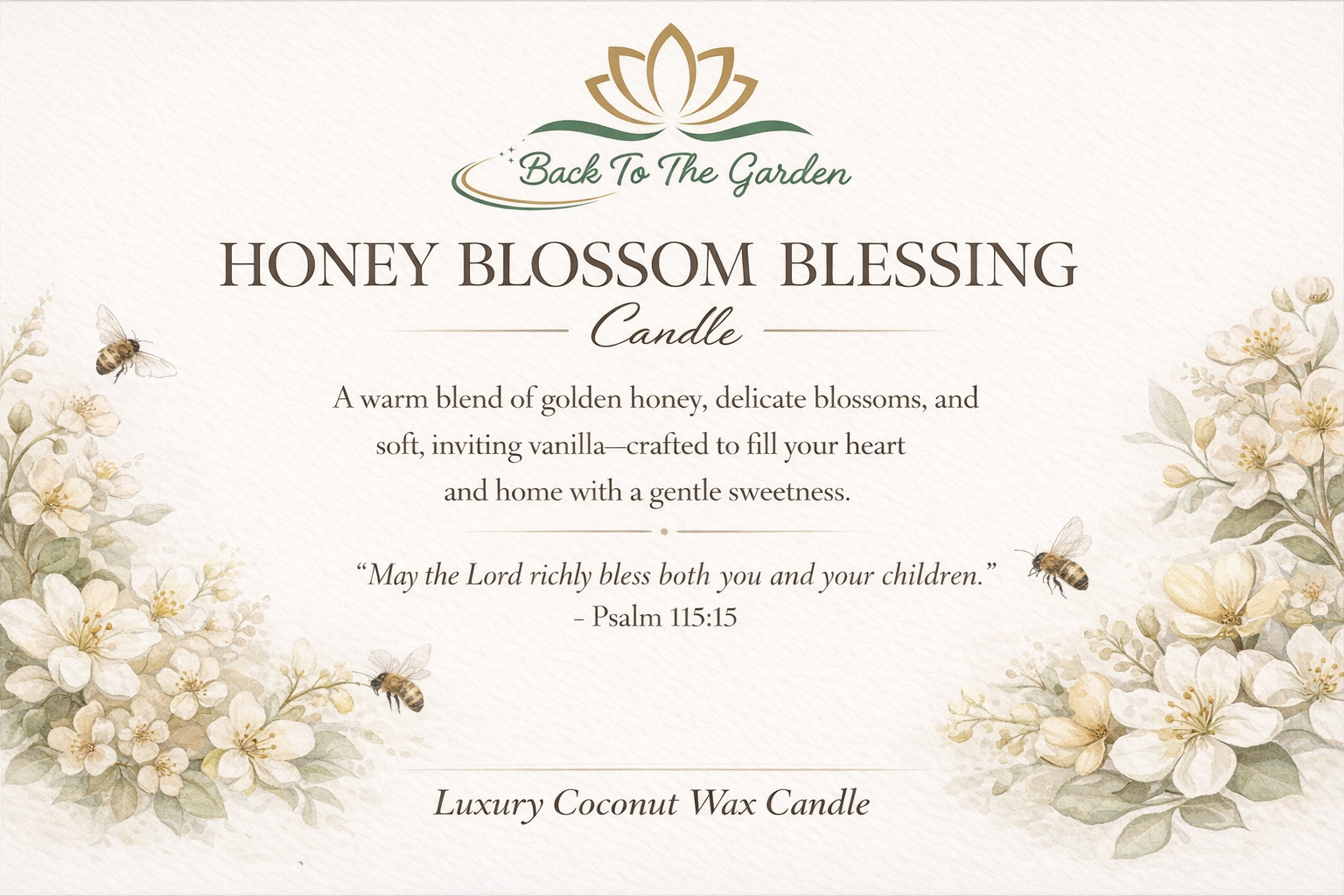 Honey Blossom Blessing Coconut Wax Candle - Sweet floral luxury natural candle
