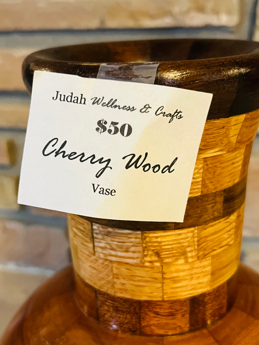 Hand-Made Cherry Wood Vase (Judah Wellness Exclusive)