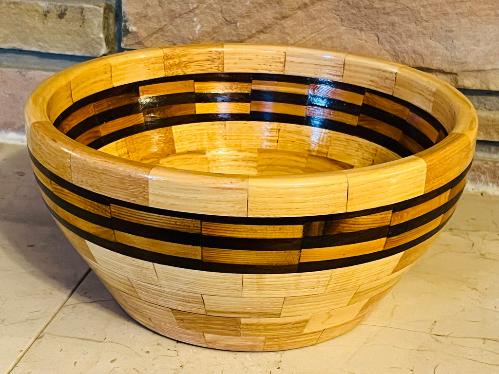 Heritage Stripe Oak & Cedar Serving Bowl — Judah Wellness Exclusive