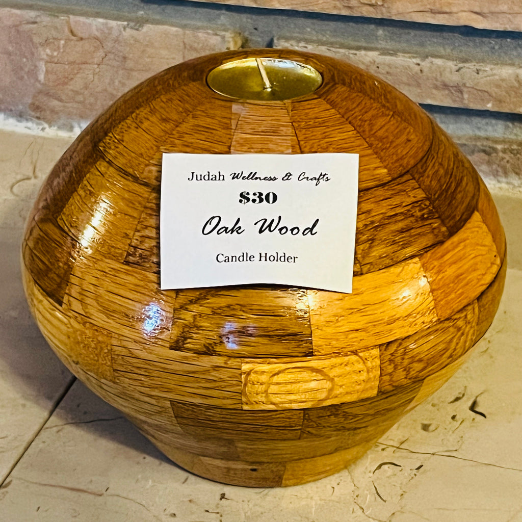 Golden Hearth Oak Tealight Holder — Judah Wellness Exclusive