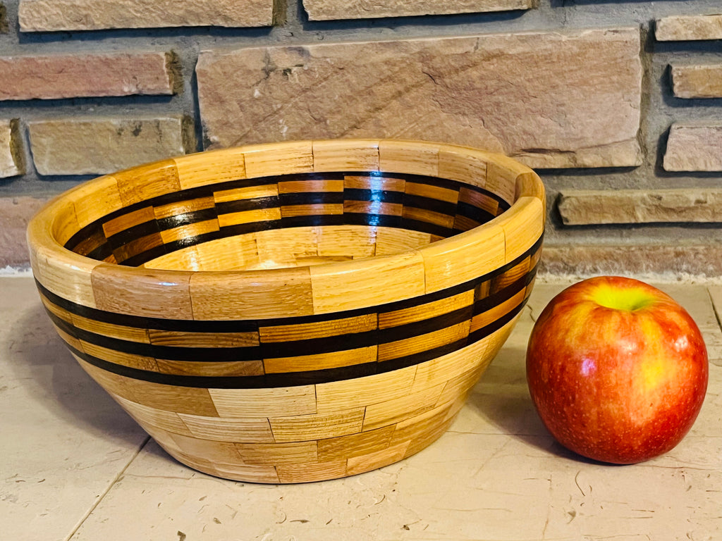 Heritage Stripe Oak & Cedar Serving Bowl — Judah Wellness Exclusive