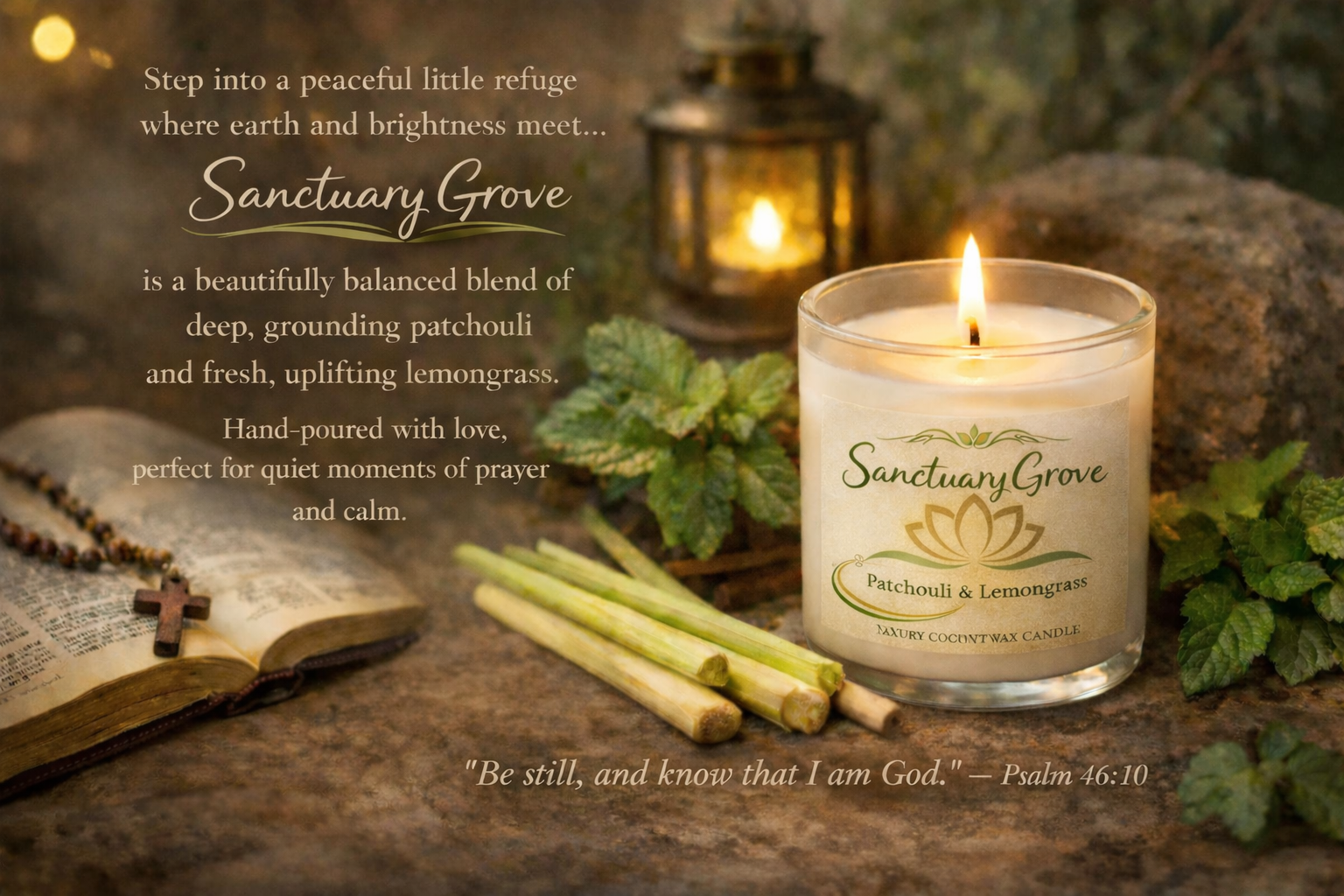 Sanctuary Grove Luxury Coconut Wax Candle - Serene forest natural candle
