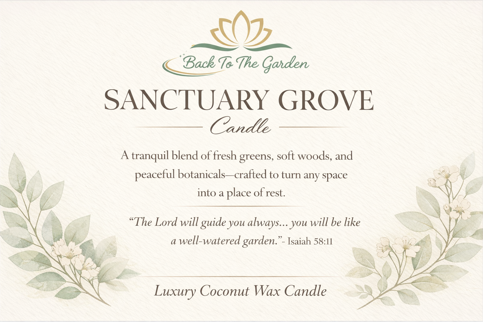 Sanctuary Grove Luxury Coconut Wax Candle - Serene forest natural candle
